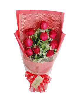 9 adet krmz glden grsel buket